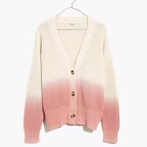 Madewell Dip-Dye Pink Ombre Courtland Cardigan Sweater